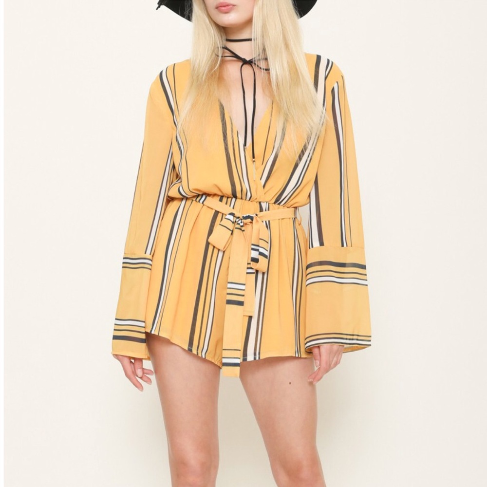 Yellow Bell Sleeve Romper